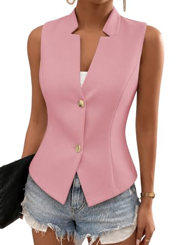 Image of Mina Self Women's 2026 Summer Lightweight Knit Vest Top - Breathable Stretchy Floral Trendy Casual Work Office Slim Waistcoat