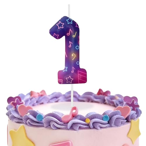 Image of Purple Number 1 Birthday Candles, Cartoon Themed Cupcake Toppers for Boys Girls Cake Decorations, Cake Toppers, Birthday Decorations Party Supplies, Number Candles for Party Decor