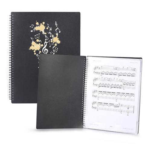 A4 Sheet Music Folder, 20 Sleeves 40 Pages Double Side Writable Music File Folder A4 Piano Binder File Storage Holder for Marching Band Guitar Orchestra (A)