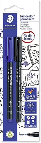STAEDTLER Lumocolor 318 Permanent Marker – 2er Set, Schwarz & Blau