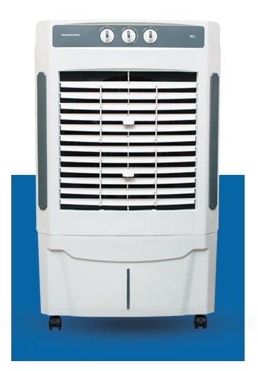 Image of Kelvinator Commercial Air Cooler 90L KCD-90001MGRP Desert Air Cooler (Grey & White) | Heavy-Duty Double Metal Ball Bearing Motor | 3-Side Honeycomb Pads | Auto Swing | Castor Wheels