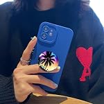 (6 Pack) Cell Phone Grip,Phone Finger Foldable Holder Stand Compatible with iPhone - Palm Tree Purple Galaxy