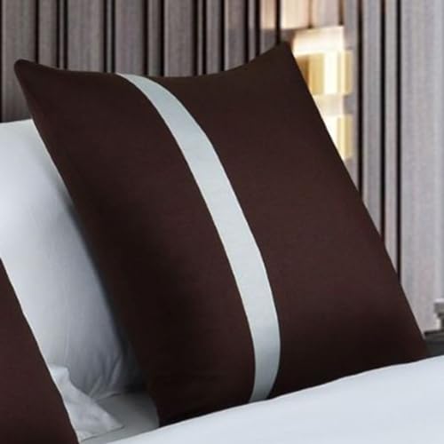 TTiiLoe ベッド用サテンクッションカバー ジッパー付きピローケース ポリエステル カーシートクッションケース ソファチェア用枕カバー コーヒー、50×50cm