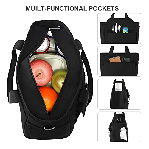 Wesugeyo Lunch Bag For Women Men, Insulated Lunch Cooler Bag Lunch Box Work, Adult Meal Prep Cooler Tote Bag, Super Large Lunch Purse With Side Pockets Removable Shoulder Strap For Picnic, Boating #TOP2
