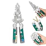 18 in 1 Wire Stripping Pliers - Folding Stylus Screwdriver Wire Stripper - Built-In Voltage Tester Screwdriver - Compact Multi-tool Electrician Pliers (Green)