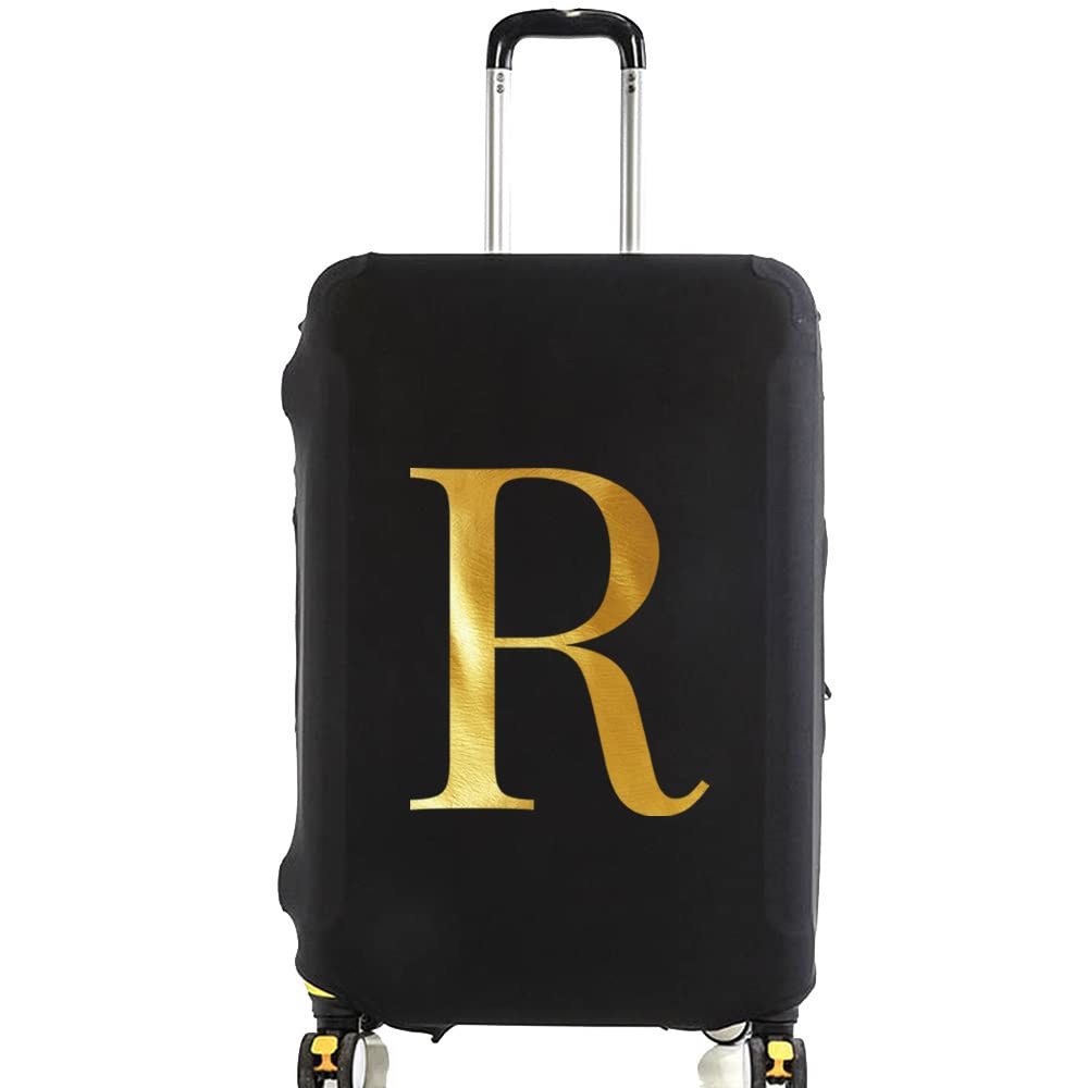 initial letter Printed Design Travel Trolley Case Cover Protector Washable Suitcase Cover Luggage Storage Covers for 18-28 Inch Luggage Cover (Gold R, L (26-28 inch Luggage))