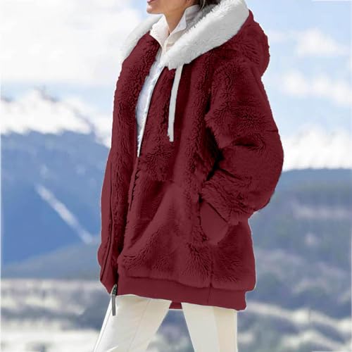 Oversized Fuzzy Fleece Jackets For Women Fashion 2024 Soft Faux Fur Cardigan Coat Shaggy Warm W4