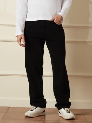 Image of WROGN Men's 100% Cotton Jeans | Solid | Anti Fit