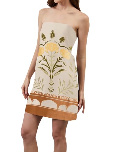 Image of Women Strapless Mini Tube Shell Dress Sexy Bodycon Spaghetti Strap Mini Dresses Going Out Short Party Club Dress