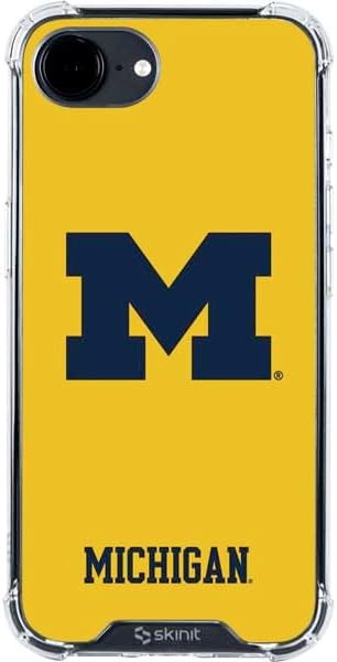 Skinit Clear Phone Case Compatible with iPhone 16e - Officially Licensed University of Michigan M Logo Yellow Design