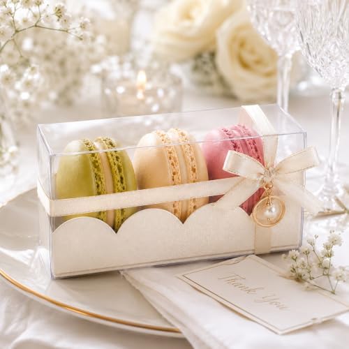 Pastry Chef's Boutique Premium Clear and White Insert Gift Wedding Party Favor Boxes for French Cake Macarons 3.14'' x 2'' x 2'' - Holds 3 Macarons - Pack of 25 image 5