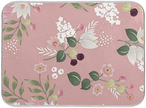 La Rose 水切りマット 花柄 チェリー 抗菌 速乾吸水マット 食器乾燥マット 丸めて収納 棚シート 大判 マイクロファイバー タイムセール 吊ることができ 40x45cm キッチン シンク上