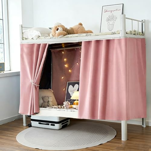 ITODA Bottom Bunk Bed Curtains Solid Color Thickened Blackout Curtains Canopy Loft Bedroom Privacy Curtains for Student Dormitories Single Beds