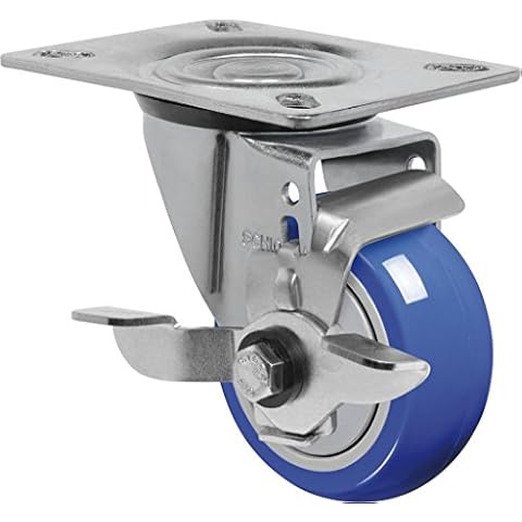 Schioppa L12 Series, GL 312 TP SL, 3 x 1-1/4" Swivel Caster with Wheel Lock Brake, Non-Marking Extra Soft Thermoplastic Rubber Wheel, 150 lbs, Plate 3-1/8 x 4-1/8" (Bolt Holes 3-1/8 x 2-1/4") Cover