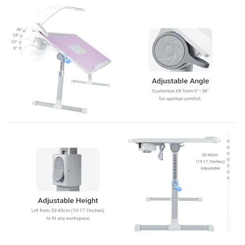 Image of Adjustable Laptop Lap Desk with Cooling Fan USB Light for Adults