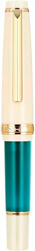 Miniatura 1 de Jinhao 82 Mini pluma estilográfica de punta media, bolígrafo acrílico verde con borde dorado con juego de convertidor