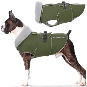 Lelepet Warm Coat Reflective Fleece Vest Waterproof Jacket Windproof Winter Cold Weather Coats With Adjustable Buckle for Medium Dogs, M