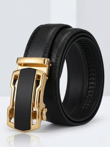 Image of WildHorn Men's Genuine Leather Belt for Men| Premium Auto-Lock Buckle | Adjustable up to 48 inch | Formal & Casual Wear | Micro-Adjust Fit | Stylish Gift Box Included