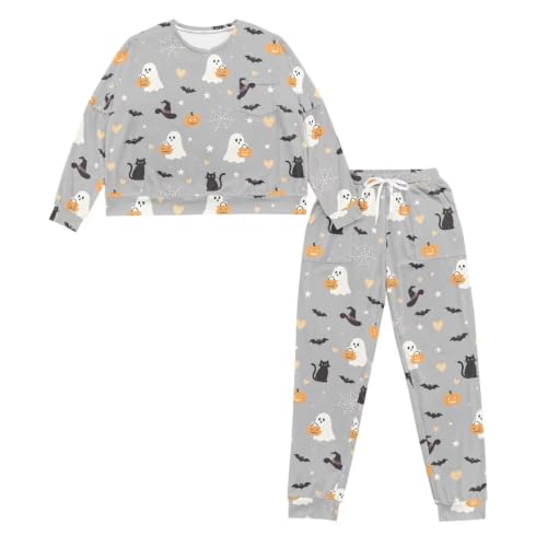 Image of Women's Pajamas Set Soft 2 Piece Loungewear Long Sleeve Pj Set | Matching Sleepwear, Crew Neck Top, Drawstring Jogger Pants with Pockets, Fall Pajama for Home, Sleep, Casual Wear, Plus Size