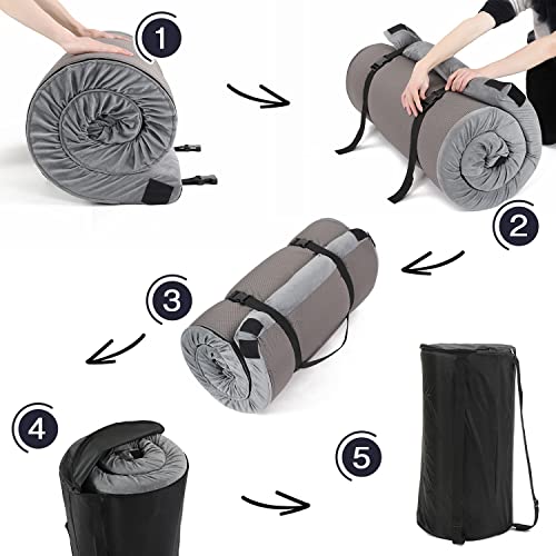 Memory Foam isomatte Camping,Tragbare aufrollbare Auto-Campingmatratze und Bodenmatratze,Kinderbettmatratze Gästebett für Übernachtung.Mit 2 Wasserdichten Hüllen und Reisetasche - Image 8