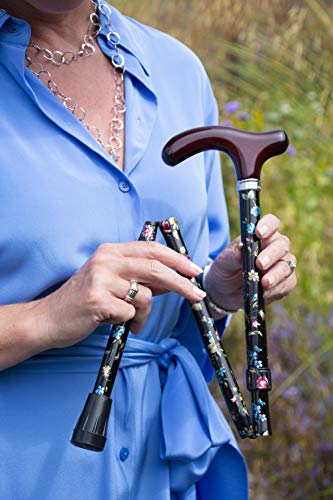 Extra Short Petite Adjustable Folding Derby in Black Floral