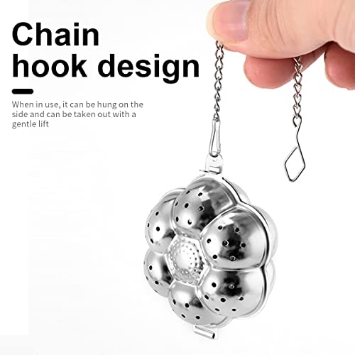 Tslinc 8Pcs Loose Leaf Tea Infuser With Chain And Drip Trays Stainless Steel Tea Ball Tea Strainer For Loose Tea Tea Steeper For Tea Flavoring Herbal Spices Seasonings, Silver #TOP3