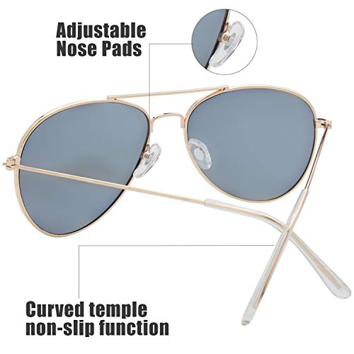Image of The Fresh Classic Aviator Sunglasses for Men Women, Metal Frame Mirror Lens, Pilot Style, Includes Cleaning Cloth, Pouch