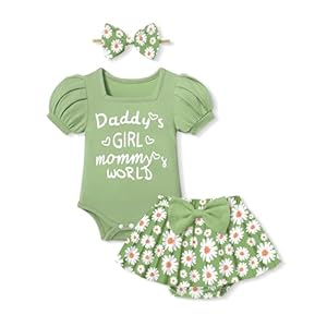 KANGKANG Baby Girl Clothes Summer Outfit Puff Short-sleeve Square Neck Romper + Floral Pleated Shorts Headband 3Pcs Set