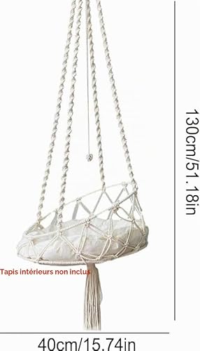 CHEYLIZI Hamac à Bascule pour Chat, en macramé | Hamac bohème pour Chats domestiques – Parure de lit Confortable pour Animaux de Compagnie, Chatons, pour Dormir, Jouer, escalader – vue 4