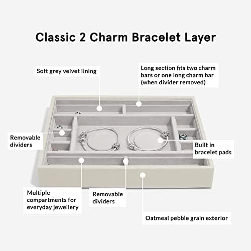 Stackers Oatmeal Classic Medium Jewellery Box 2 Padded Charm Layer