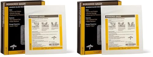 Medline bordered gauze adhesive island wound dressing (4" x 4"), sterile, 15 count (pack of 2)