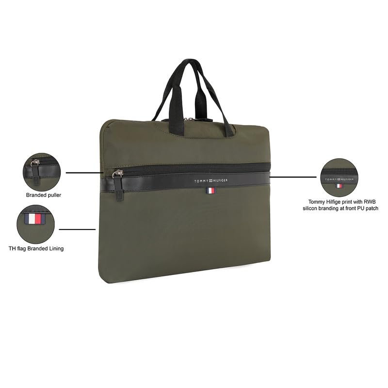 Image of Tommy Hilfiger Laptop Backpack For Men, Olive+Black, One-Size, Grenada | Travel and Office Bagpack of Men