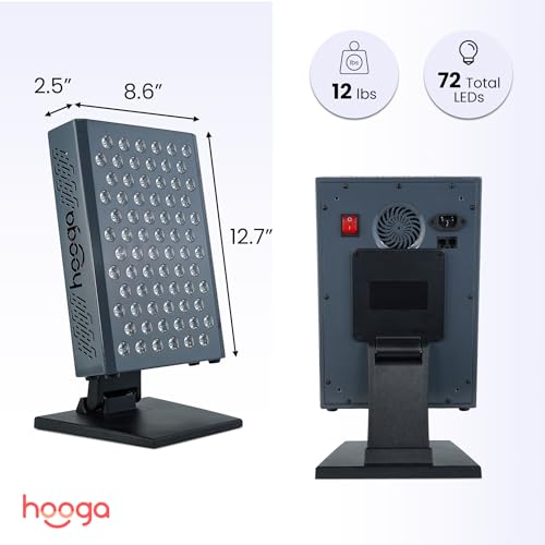 hooga red light therapy red near infrared led panel 72 quad chip flicker free leds ultra series clinical grade device for energy pain skin recovery sleep performance ultra360