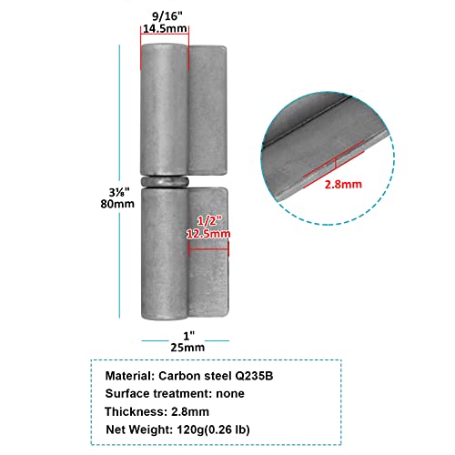 9 Pack Weldable Lift Off Hinges, 3-1/8" X 1" Heavy Duty Weld-On Flag Hinges With Removable Pin, Detachable Hinges For For Trailer Ramp Gate Door, 1/2" Short Panel #TOP1