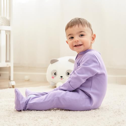 Baby Pajamas with Mitten Cuffs, Footie Infant Sleeper with Long Sleeve & 2 Way Zipper, Cotton Baby Sleep and Play 0-12 Months2