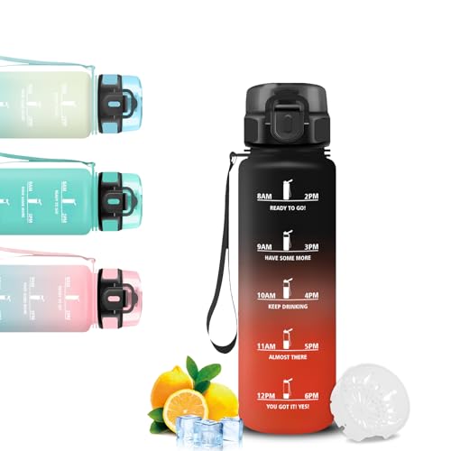 Mujigaga Gourde, Gourde 500ml, Bouteille Enfant, Avec Filtre, Facile à Nettoyer, Bouteille Motivation avec Marqueur de Temps, Facile à Transporter, pour Bureau, École, Camping, Voyage, Sport