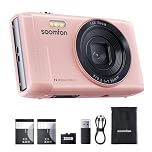 SOOMFON Digital Camera, Max 72MP Compact digital Camera with 2.8'' Screen, 16X Digital Zoom Pink Camera digital with 32GB SD Card & 2 Batteries – Perfect for Kids, Teens, Beginners, Travel & Daily Use