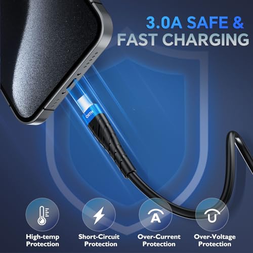 OIITH USB C Cable, USB A to USB C 3A Fast Charging (6FT 3Pack) Phone USB Type-C Charge Cable Android Charge Cord USB C Charger Cable for iPhone 15 Plus/Pro/Pro Max/Samsung/Pad/Laptop/LG/-Blue — view 2