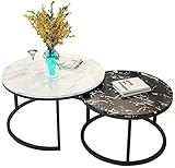 【Mesas de café para sala de estar】: mármol natural y marco de metal robusto. Materiales amigables ambientales y lo suficientemente firmes para almacenar las cosas. Está disponible durante mucho tiempo.