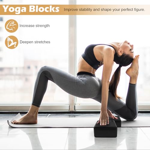 Brique Yoga, Lot de 2 Blocs, Kit en Mousse EVA à Haute Densité pour Pilates, Méditation, Fitness et Stretching – Image 4