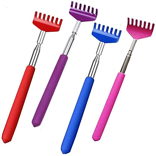4 Pièces Grattoir pour Le Dos, Grattoir Télescopique pour Le Dos en Acier Inoxydable, Portable Acier Inoxydable Outil de Massage pour La Tête, Le Dos, Les Jambes et Autres Massages Chatouillants Cover