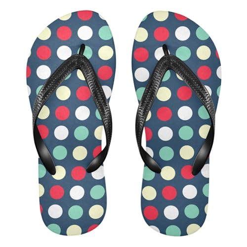 Red Green Polka Dot Flip Flops for Beach Thong Sandals Anti-slip Lightweight Beach Shoes for Summer Swim Travel