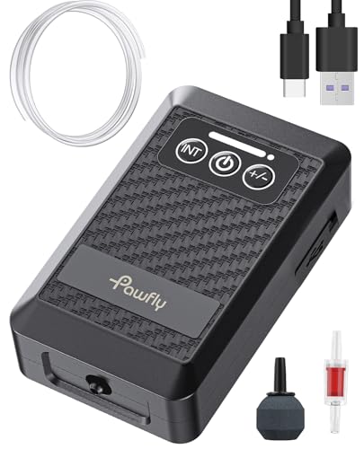 Pawfly Aquarium Luftpumpe Lithiumbatterie Typ C Wiederaufladbare Sauerstoffpumpe für 20-75 L Fischbecken Tragbare Leise Lebendköder Belüfter Pumpe für das Angeln im Freien und Stromausfälle