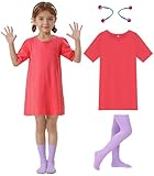 hyunhsun Monster Girl Kids Costume Pink Dress Outfit Night Monster Scary Casual Full Set (Pink, 4-5T)