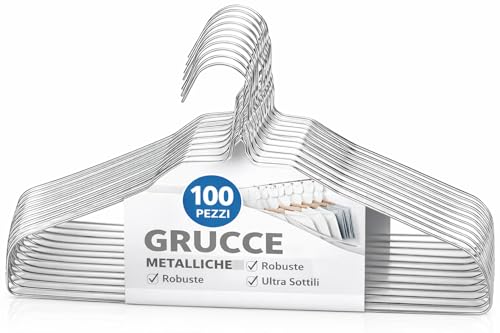 RAMPI Grucce in Ferro zincato 40 cm Appendiabiti salvaspazio Professionali per Lavanderia 100 Pezzi