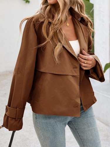Cicy Bell Womens Cropped Trench Coat Short Single Breasted Jackets Lightweight Casual Outerwear