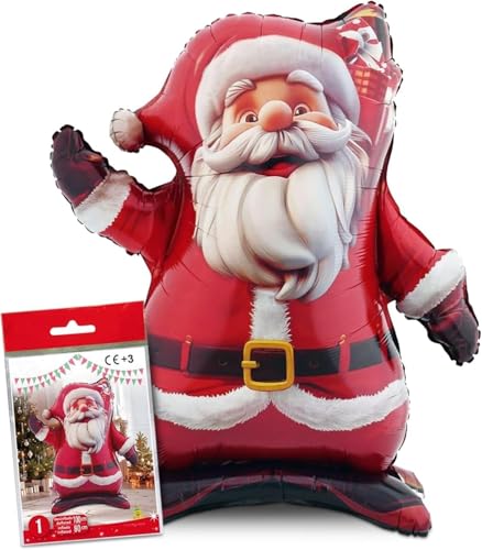 trookee - Papa Noel Grande - Decoracion Navidad - Globo Papa Noel Metalizado de 100 cm - Hinchable Navideño - Santa Claus Balloon - Adornos Navidad - Globos de Poliamida Navideños - Christmas Gifts