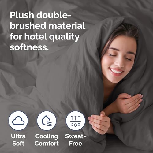 Duvet Cover Queen Size - Soft 3 Piece with Zipper Closure - Dark Grey by CGK Unlimited - Image 2