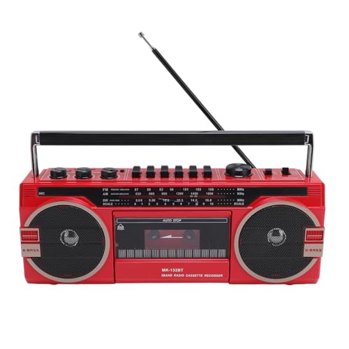 Jectse Retro Cassette Player, Am FM SW Radio con Altavoces Estéreo, Puerto USB, AUX de 3.5 Mm, Toma de Auriculares, Grabadora a MP3, Perilla de Ajuste Grande, (Enchufe de la UE)