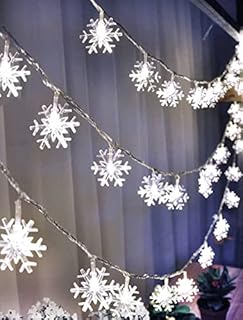 Snowflake Fairy Lights, 6M 40 Pcs Led Battery Powered String Lights, Two Mode and Shining Decoration for Christmas Wedding Birthday Holiday Party Bedroom Indoor & Outdoor (White 6 Meters 40 Lights)